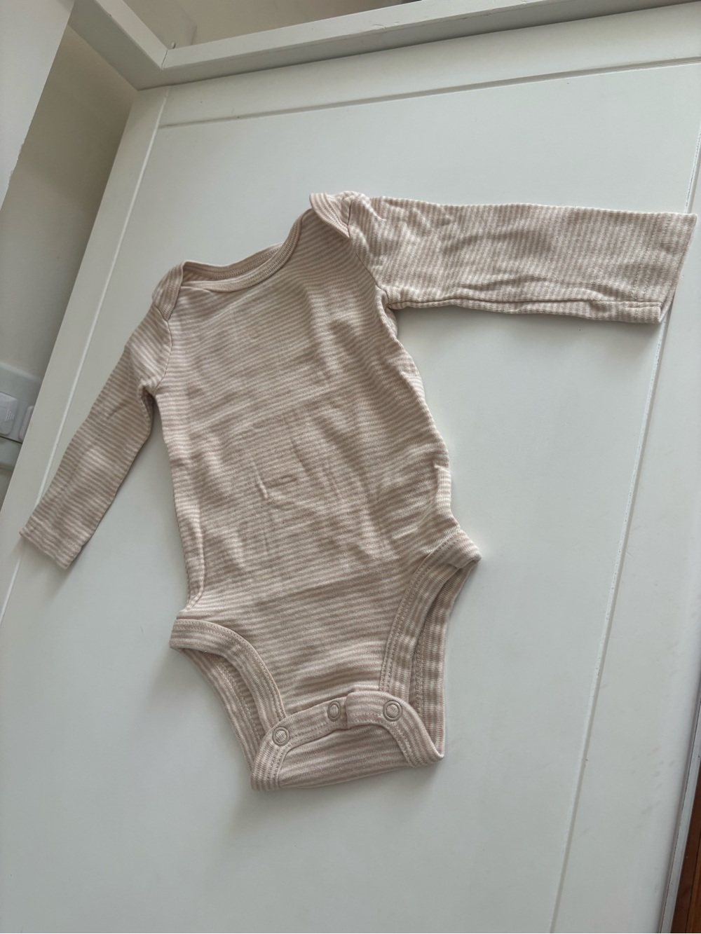 Carter's Ribbed Long Sleeve One-Piece Bodysuit in Light Beige